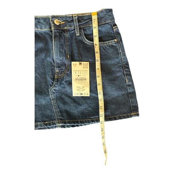 NWT ZARA Premium Denim Mini Skirt Sz S Blue Country Concert - Picture 6 of 7
